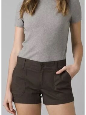 ✨prAna Elle Shorts Women’s Dark Iron Brown Organic – Size 12 / 31 – EUC